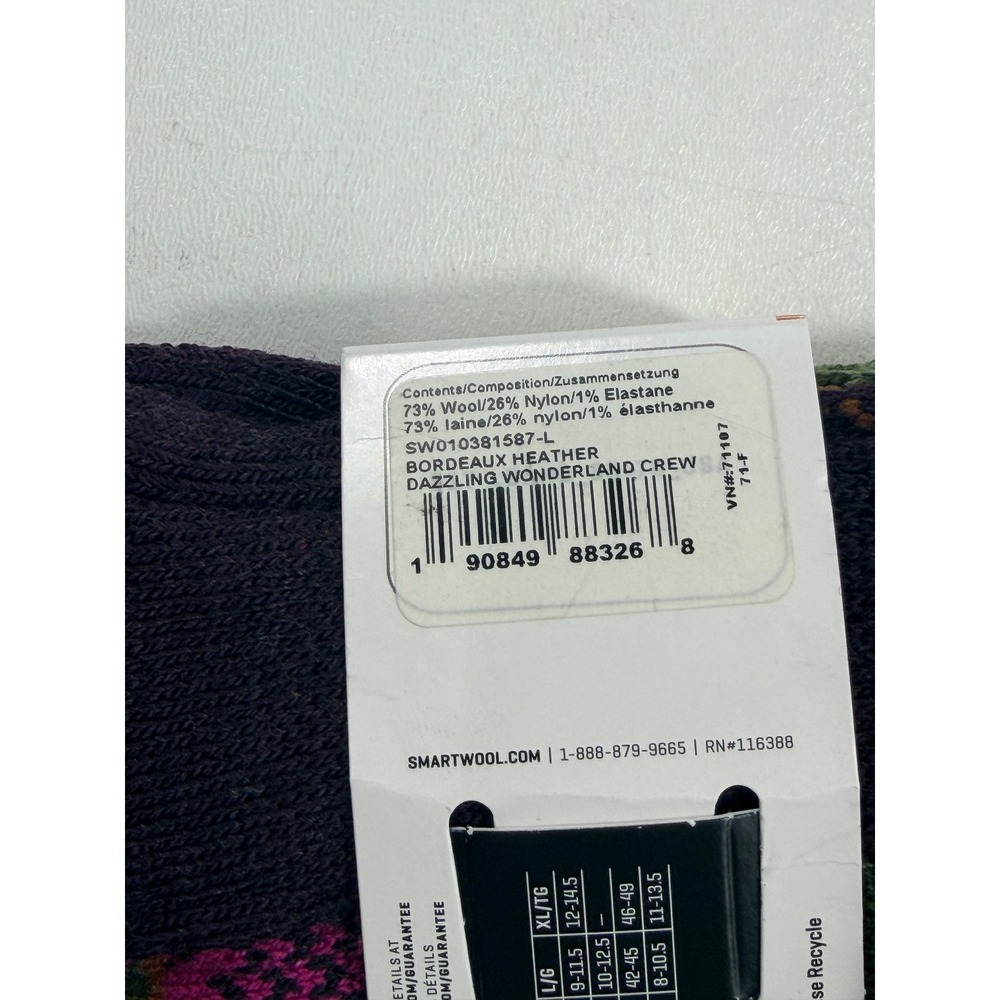 LOT2 Smartwool Womens Dazzling Wonderland Crew Socks 2 Pair Large Wool Blend NEW - Picture 11 of 11